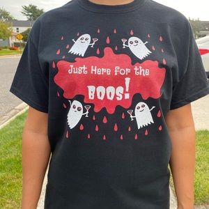 Halloween ‘Just Here for the Boos’ Tee in Black